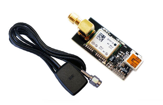 GPS antenna with female SMA connector and GPS module with gold SMA male connector