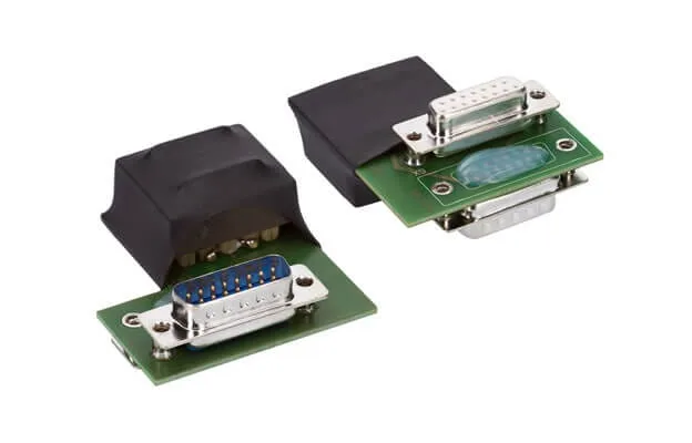 Plug adapter from KRT2 to Becker 3201: two adapter boards with D-Sub connectors