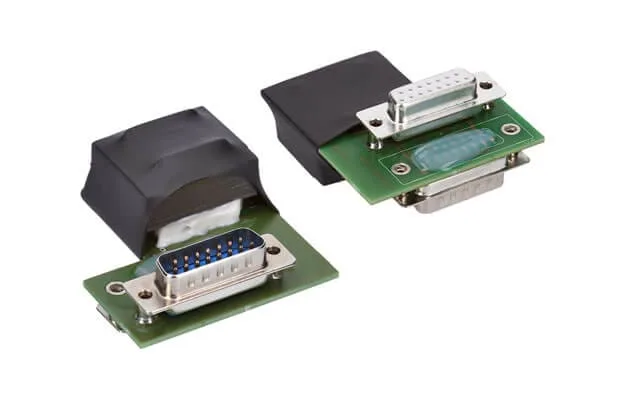 Plug adapter from KRT2 to Becker 4201: two adapter boards with D-Sub connectors