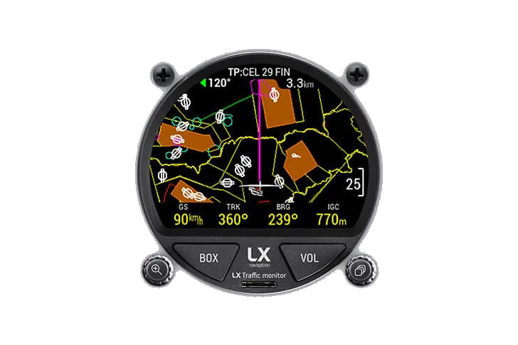 Traffic monitor 57 showing nearby traffic and airspace on the moving map
