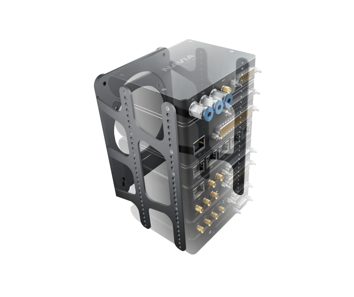 NAVIA system rack — Core, Sense, Hub and UPS modules